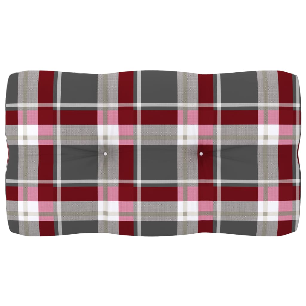 Pernă canapea din paleți, roșu model carouri, 70x40x10cm