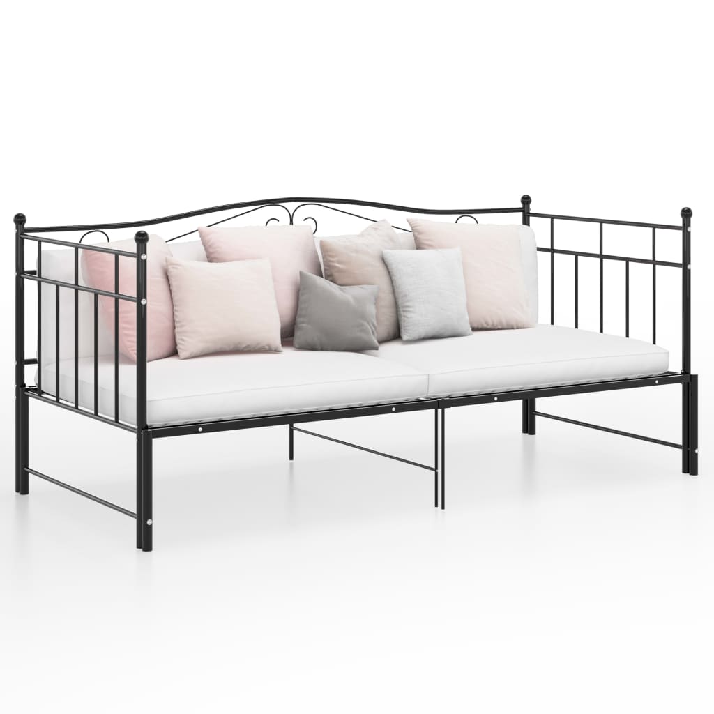 Cadru pat canapea extensibilă, negru, 90x200 cm, metal