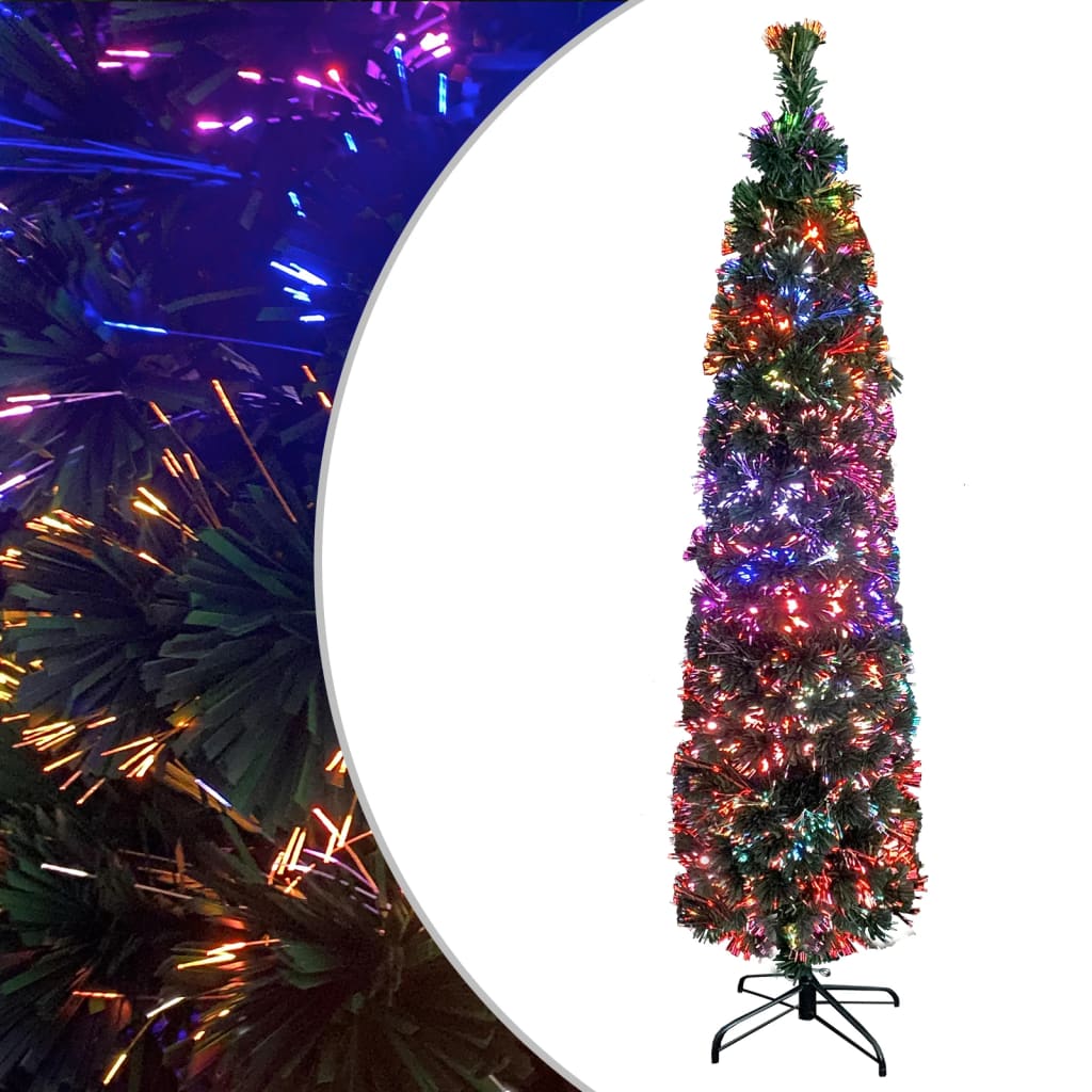 Pom de Crăciun artificial subțire cu suport 120 cm fibră optică