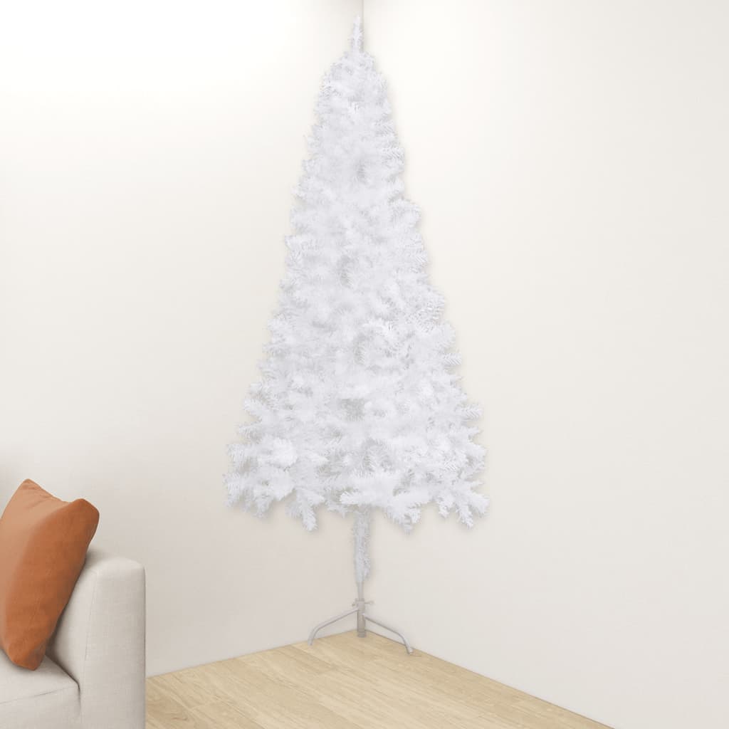 Brad de Crăciun artificial, de colț, alb, 210 cm, PVC