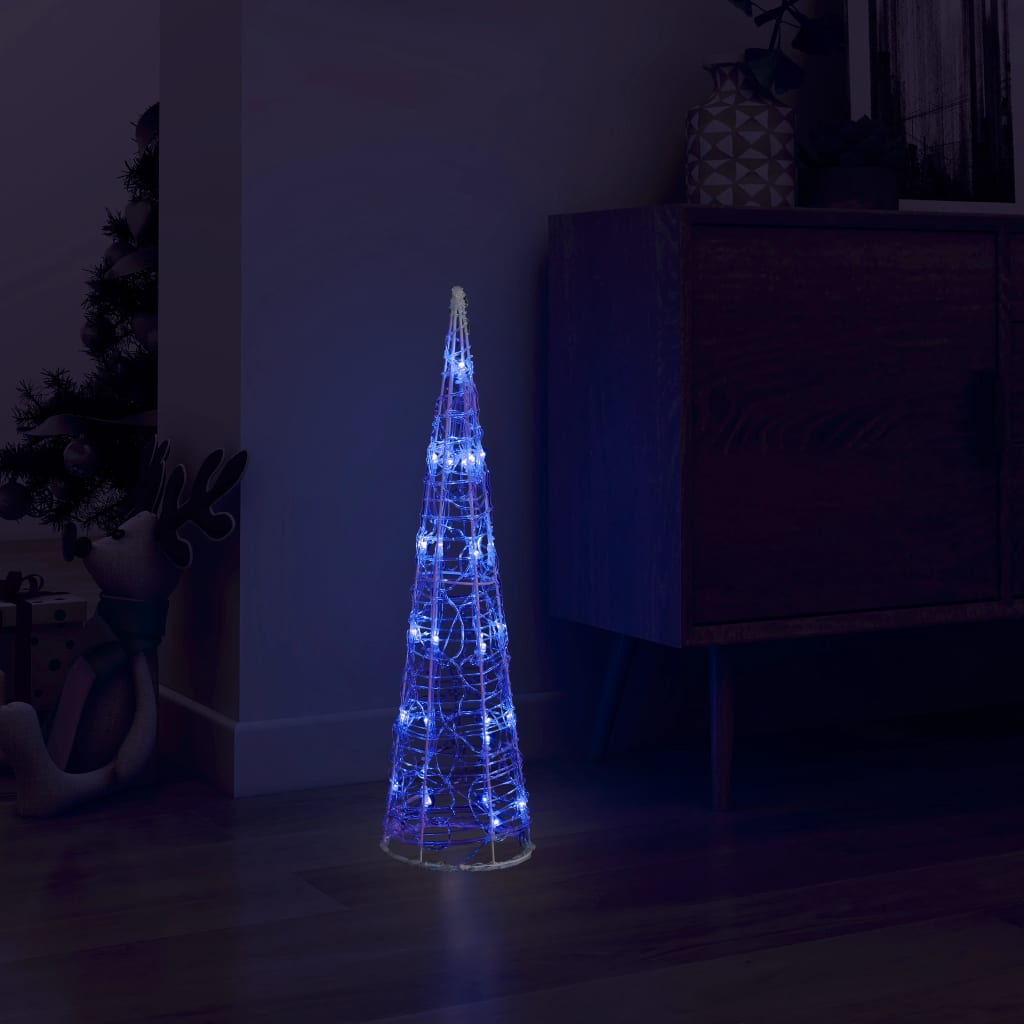 Piramidă decorativă con de lumini cu LED albastru 60 cm acril