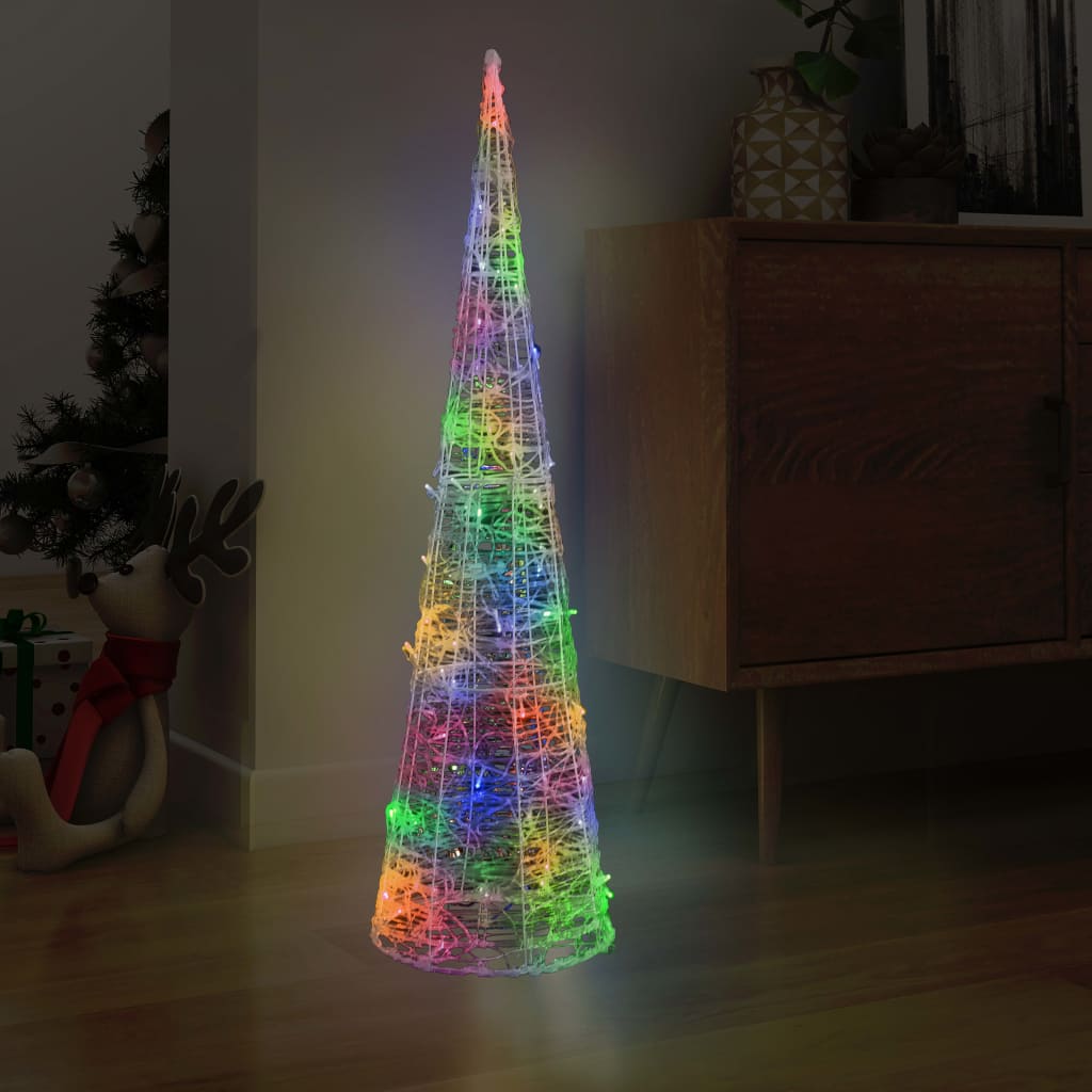 Piramidă decorativă con de lumini cu LED colorat 120 cm acril