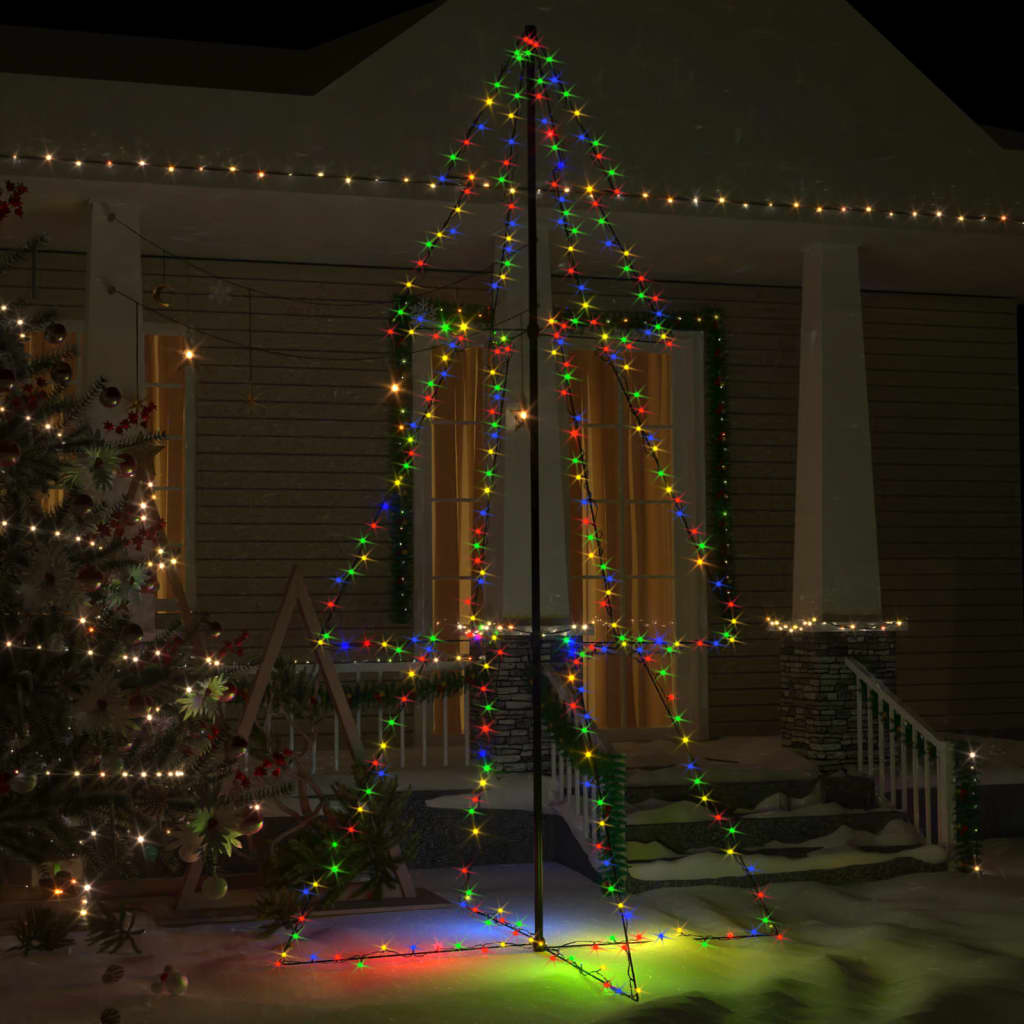 Brad Crăciun conic, 300 LED-uri, 120x220 cm, interior&exterior