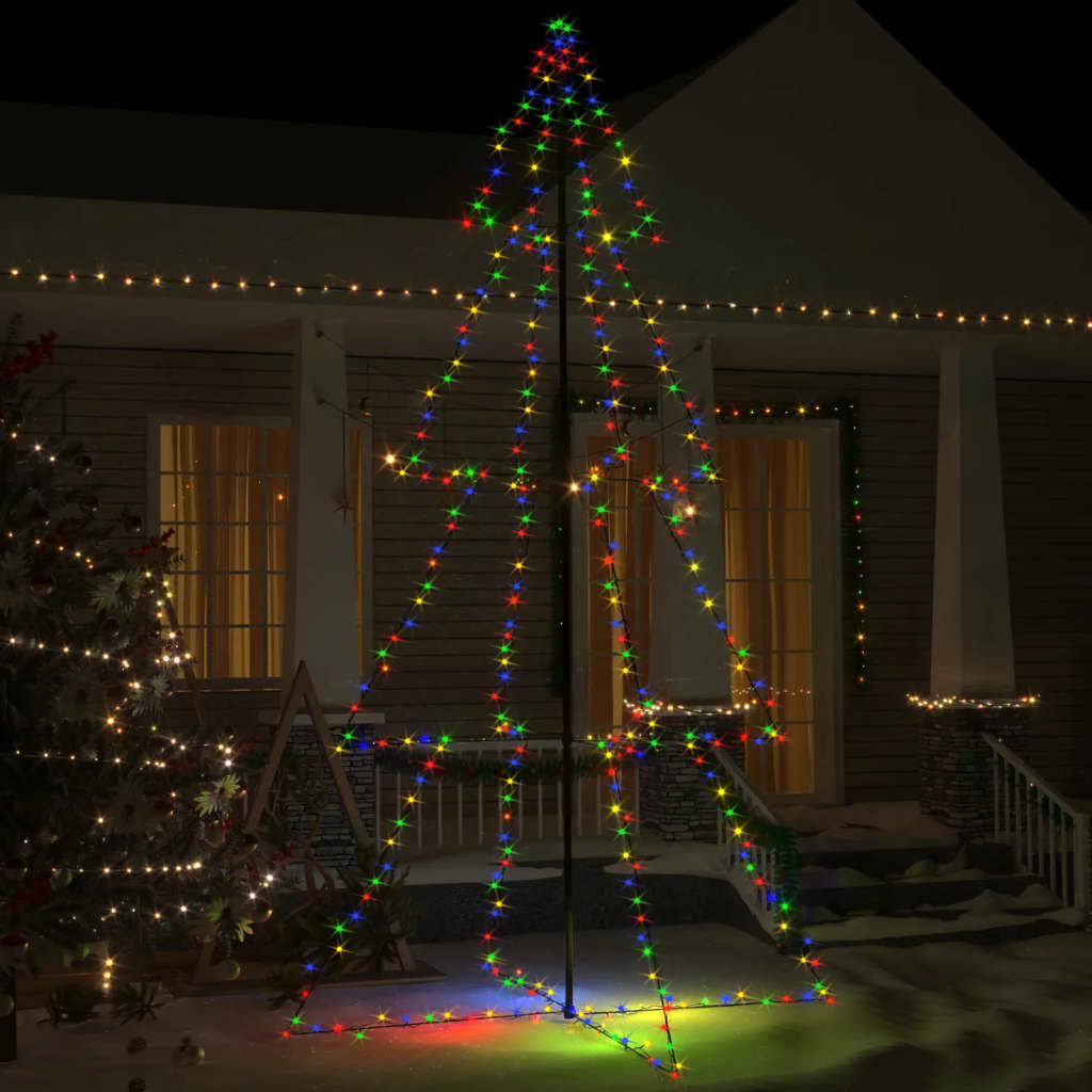 Brad Crăciun conic 360 LED-uri, 143x250 cm, interior & exterior