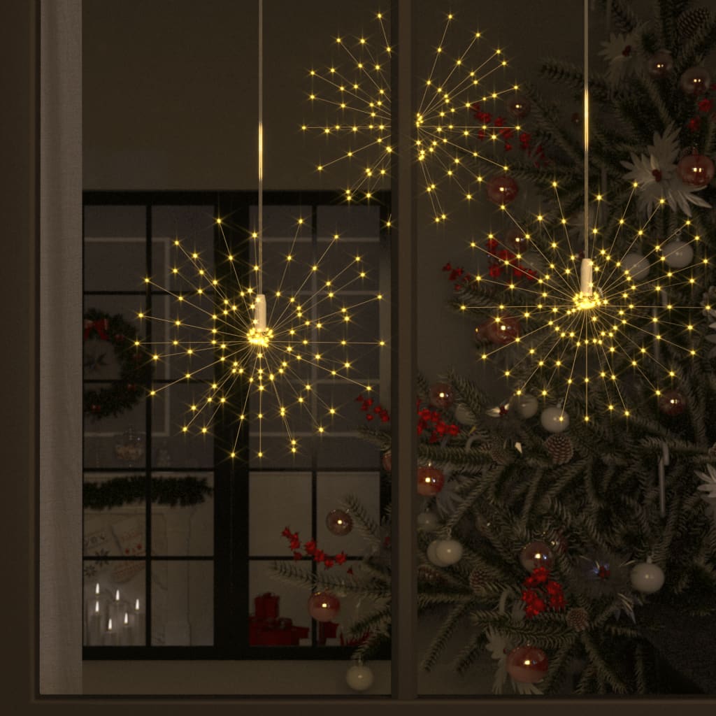 Lămpi cu artificii de Crăciun, 2 buc., 280 LED, alb cald, 20 cm