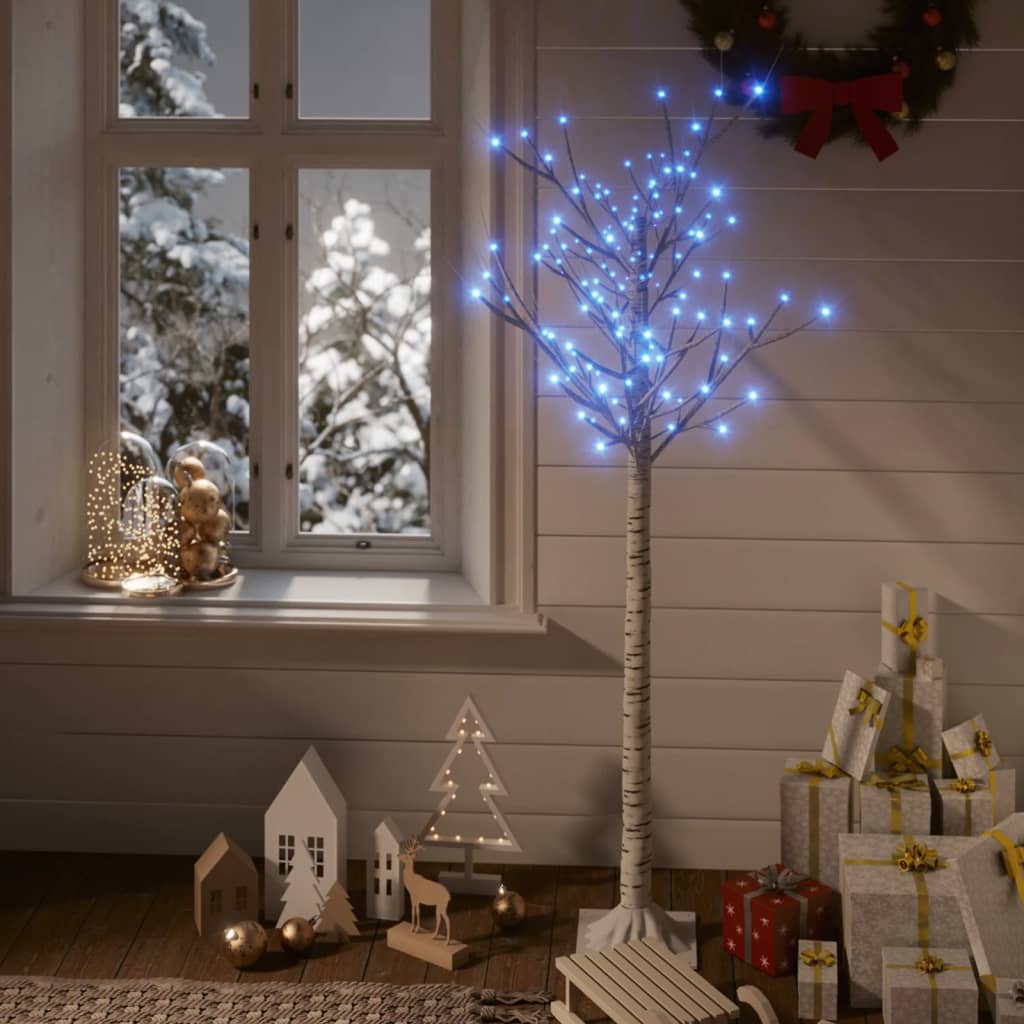 Pom Crăciun 140 LED-uri albastru 1,5 m salcie interior/exterior