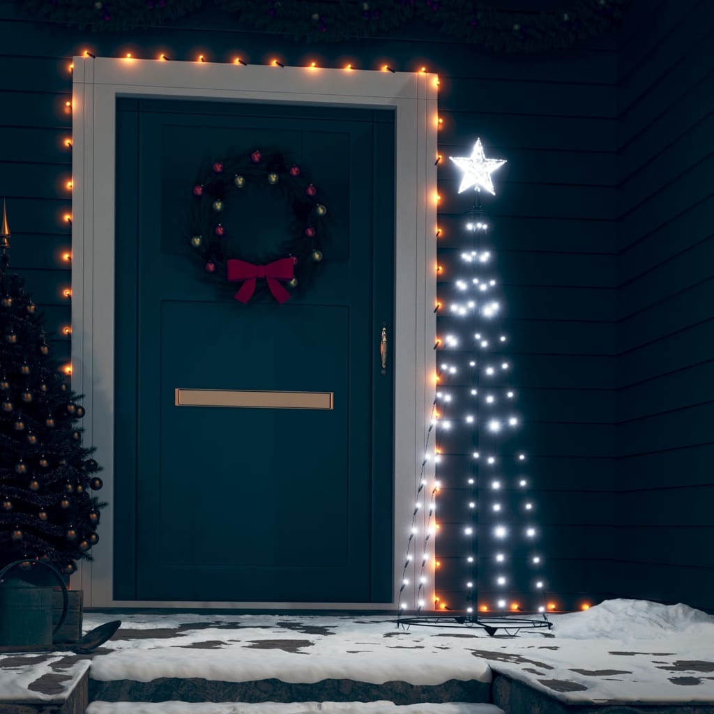 Brad de Crăciun conic, 70 LED-uri, alb rece, 50x120 cm