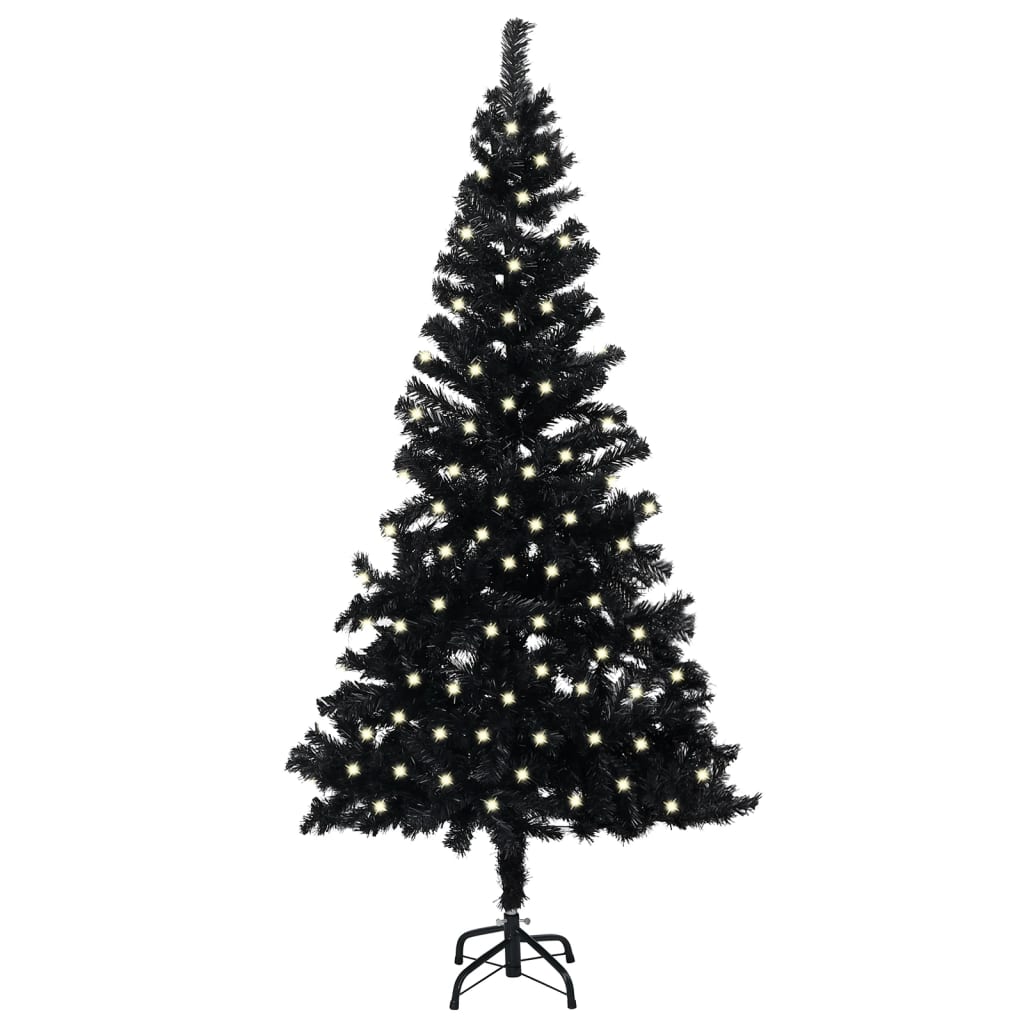 Brad de Crăciun artificial LED-uri&suport, negru 240 cm PVC