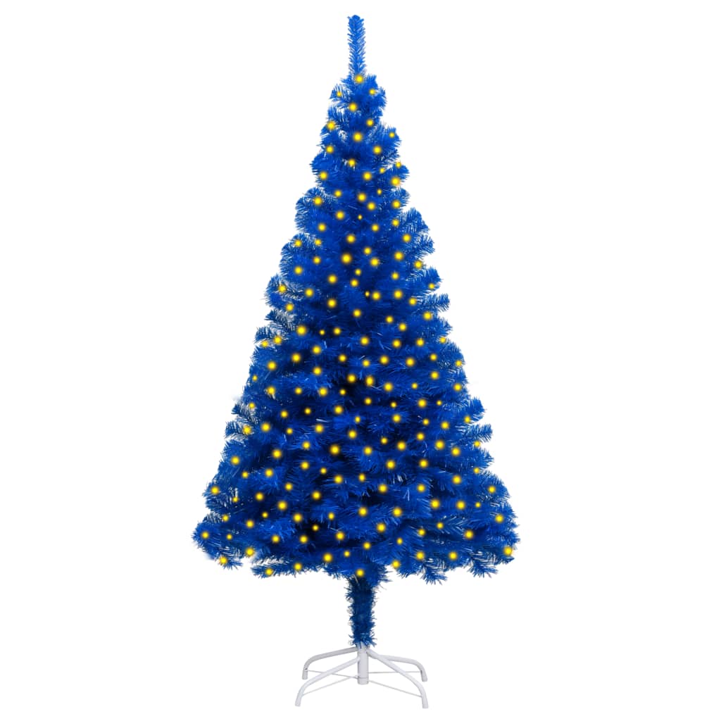 Brad de Crăciun artificial cu LED-uri&suport albastru 210cm PVC