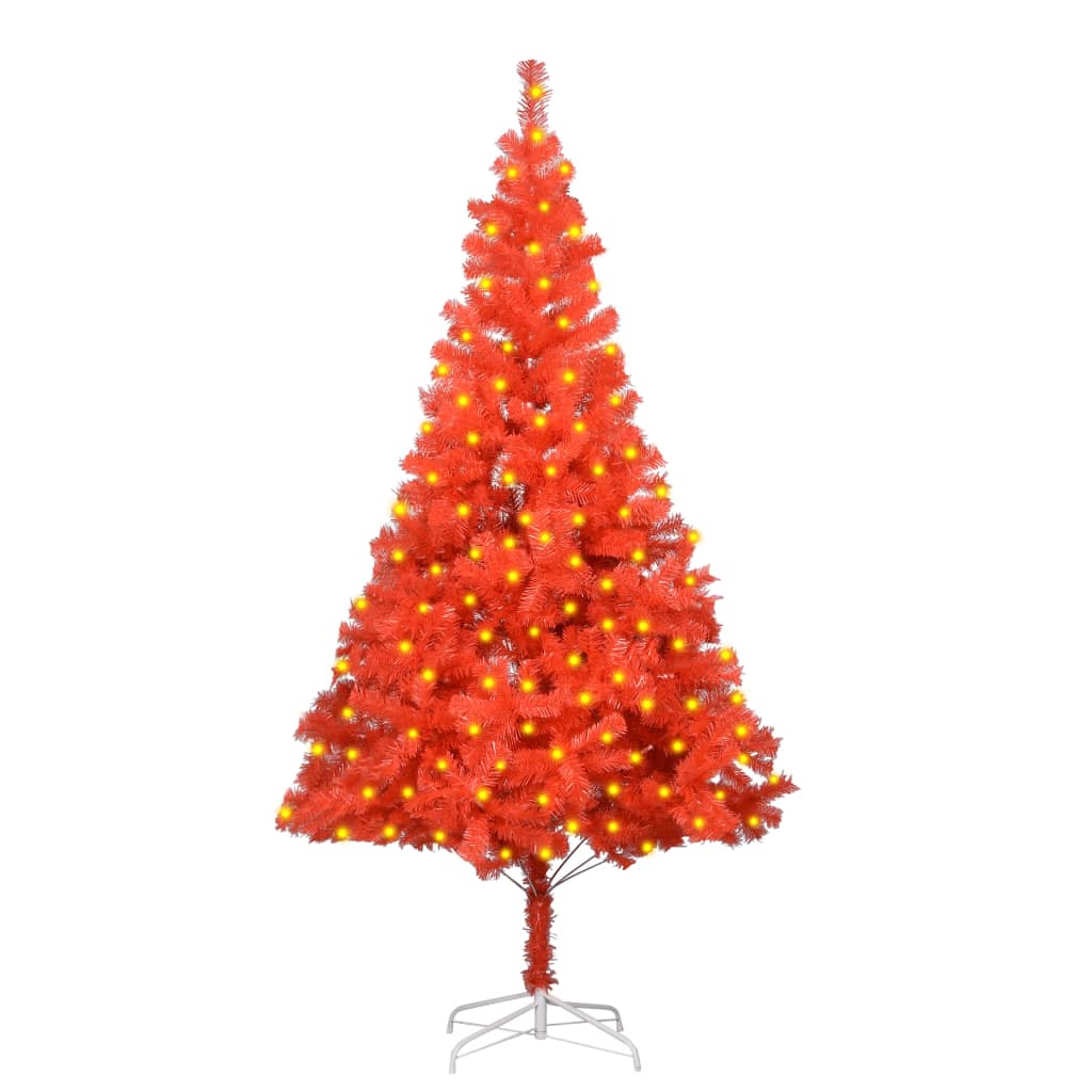Pom de Crăciun artificial cu LED&suport, roșu, 180 cm, PVC