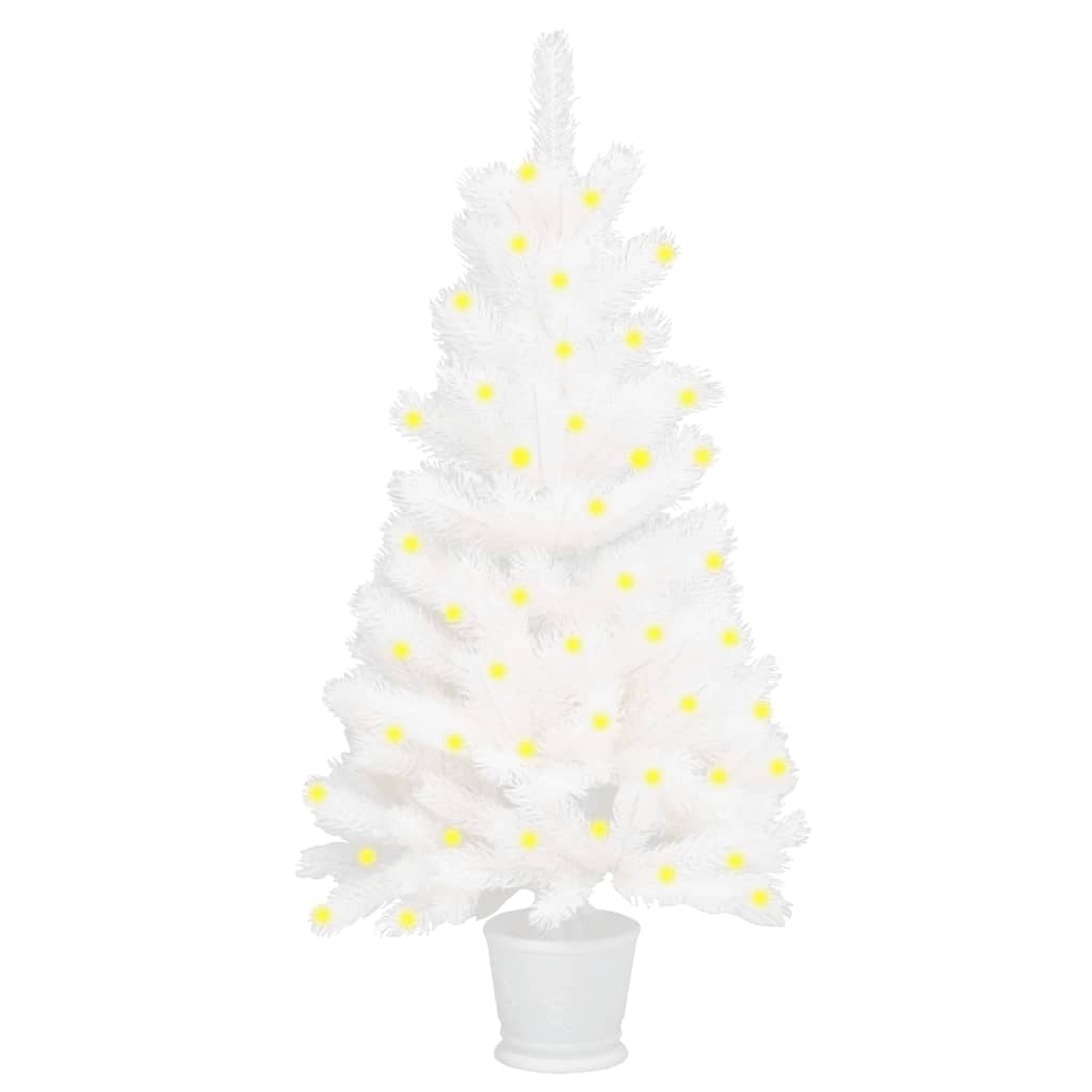 Brad de Crăciun artificial cu LED-uri, alb, 90 cm