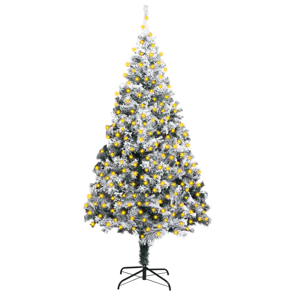 Pom de Crăciun artificial cu LED-uri&zăpadă, verde, 300 cm, PVC