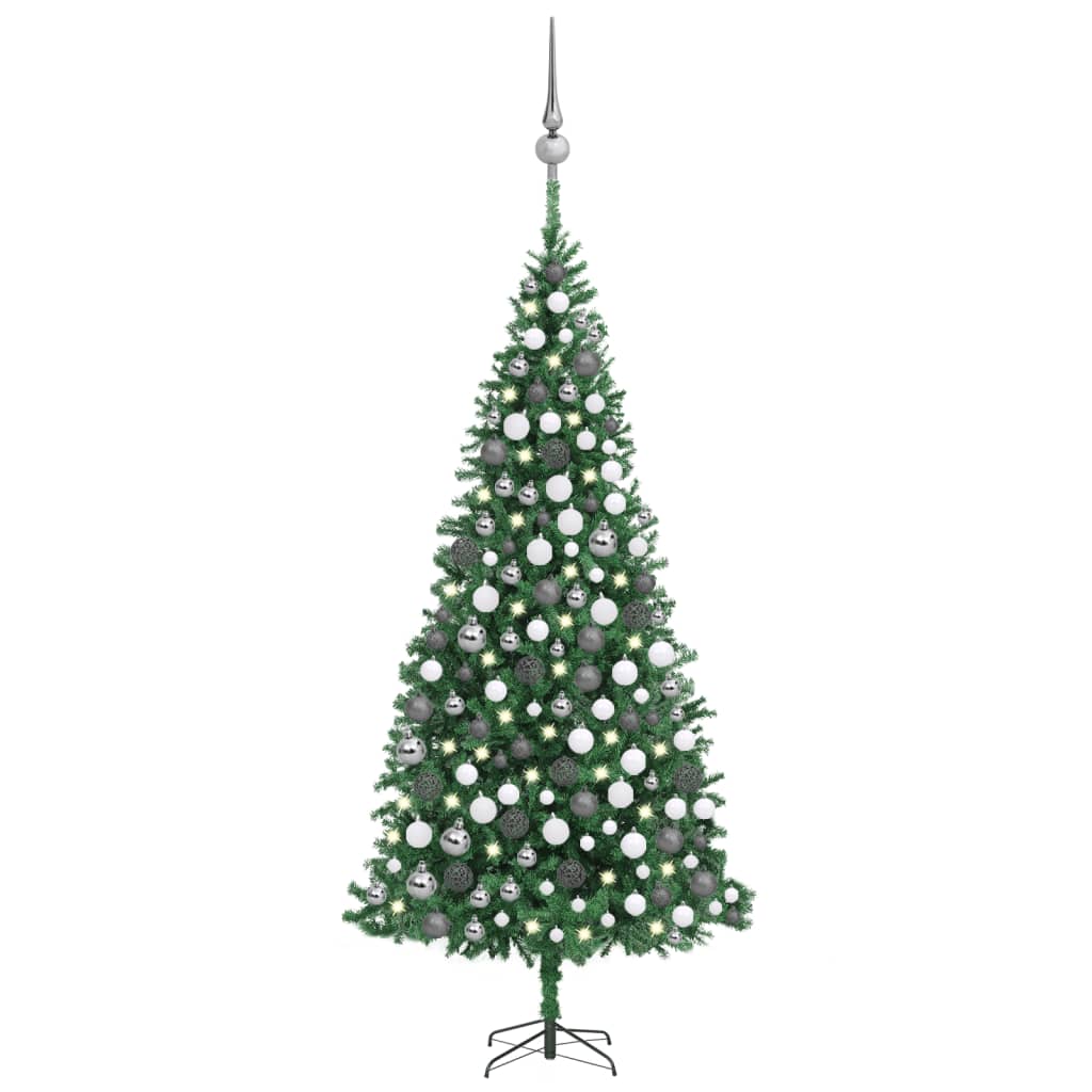 Brad de Crăciun artificial cu LED-uri/globuri, verde, 300 cm