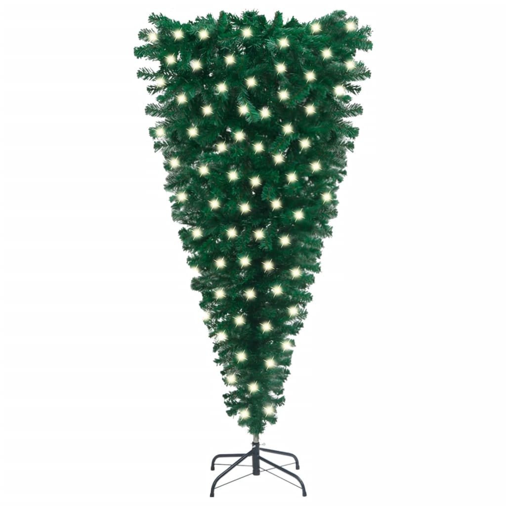 Brad de Crăciun artificial inversat, cu LED-uri, verde, 150 cm