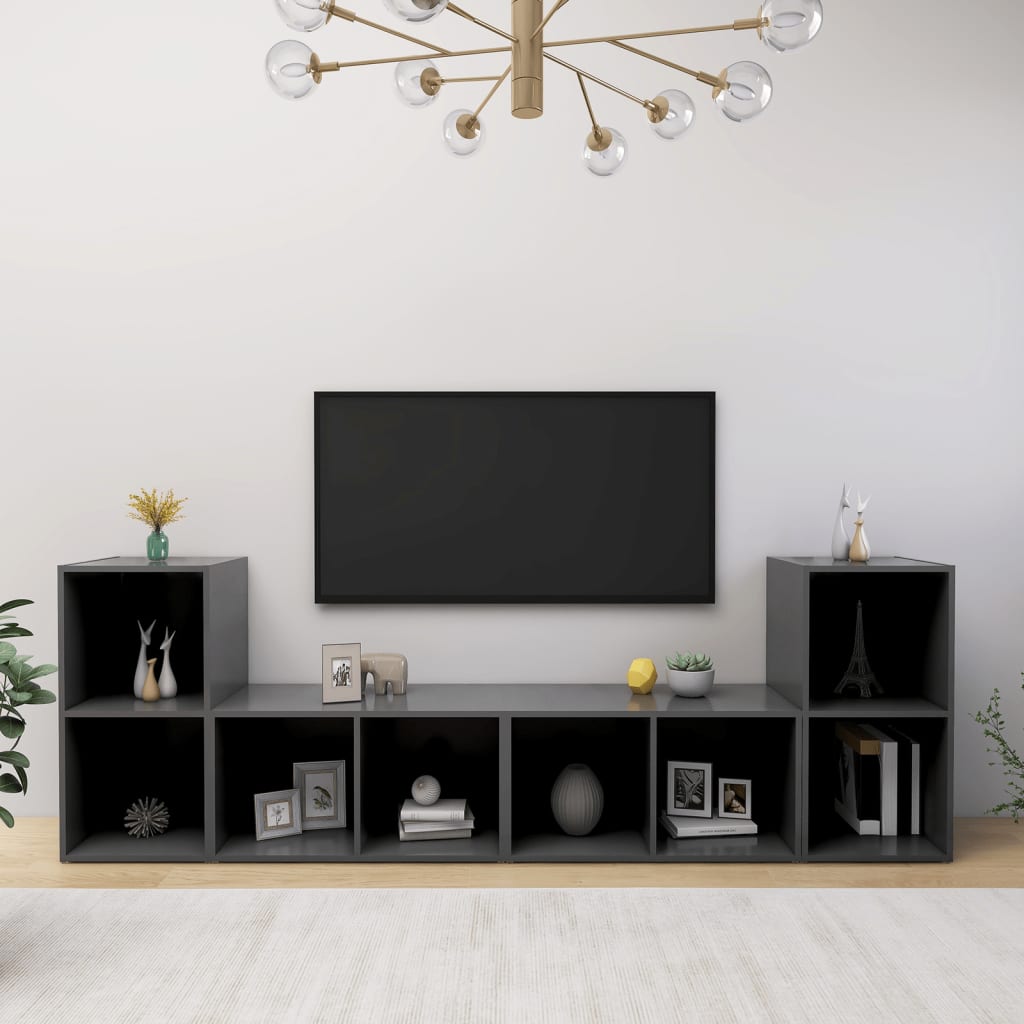 Dulapuri TV, 2 buc., gri, 72x35x36,5 cm, lemn prelucrat