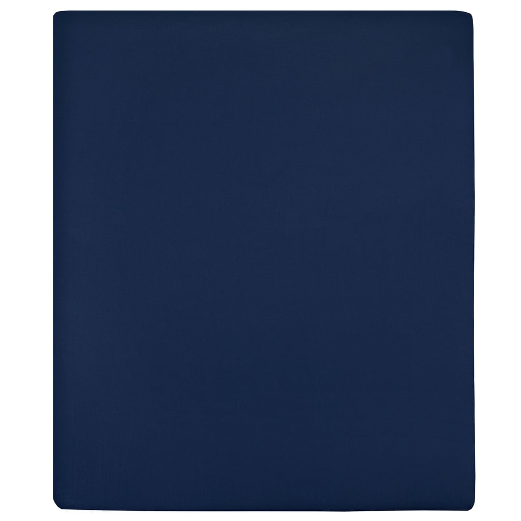 Cearșaf de pat cu elastic, bleumarin, 100x200 cm, bumbac