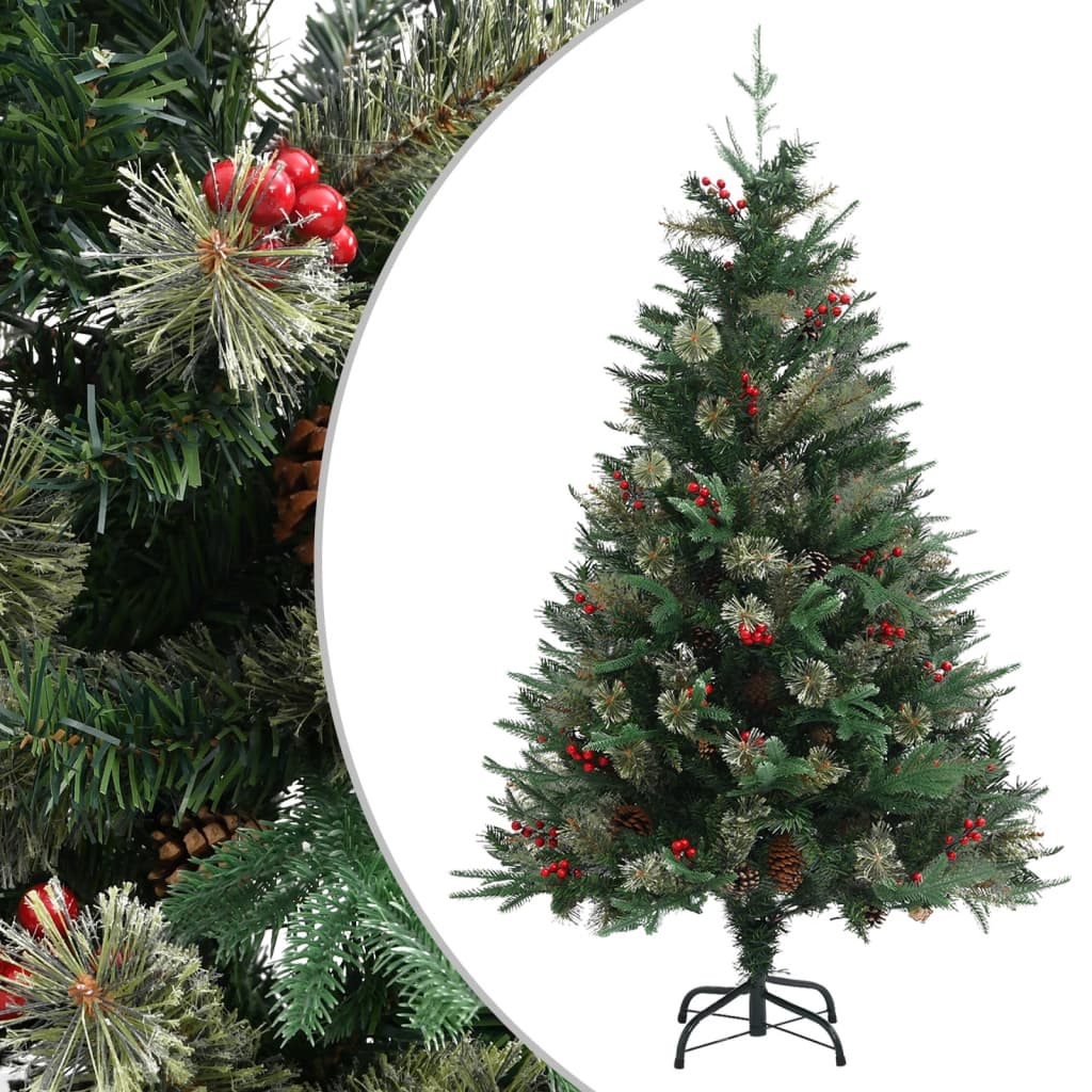 Brad de Crăciun cu conuri de pin, verde, 120 cm, PVC&PE