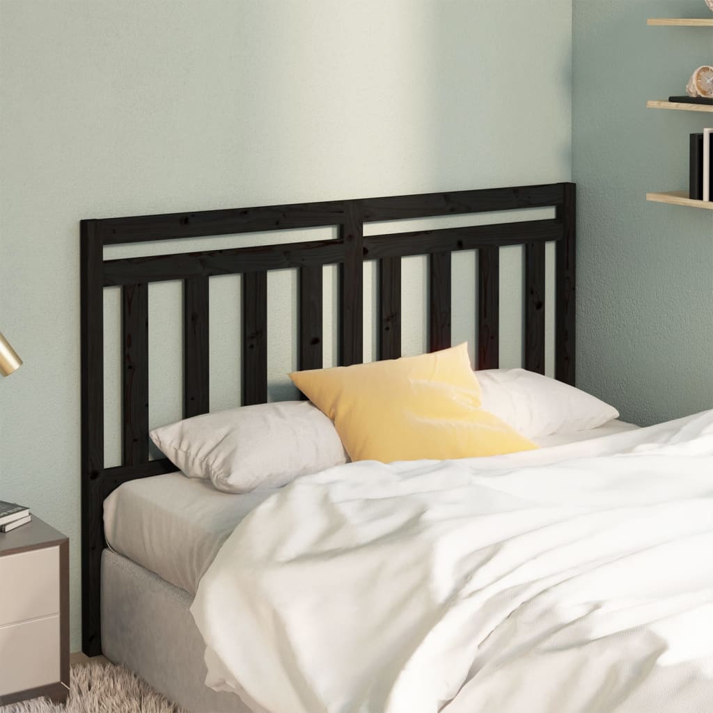 Tăblie de pat, negru, 140x4x100 cm, lemn masiv de pin