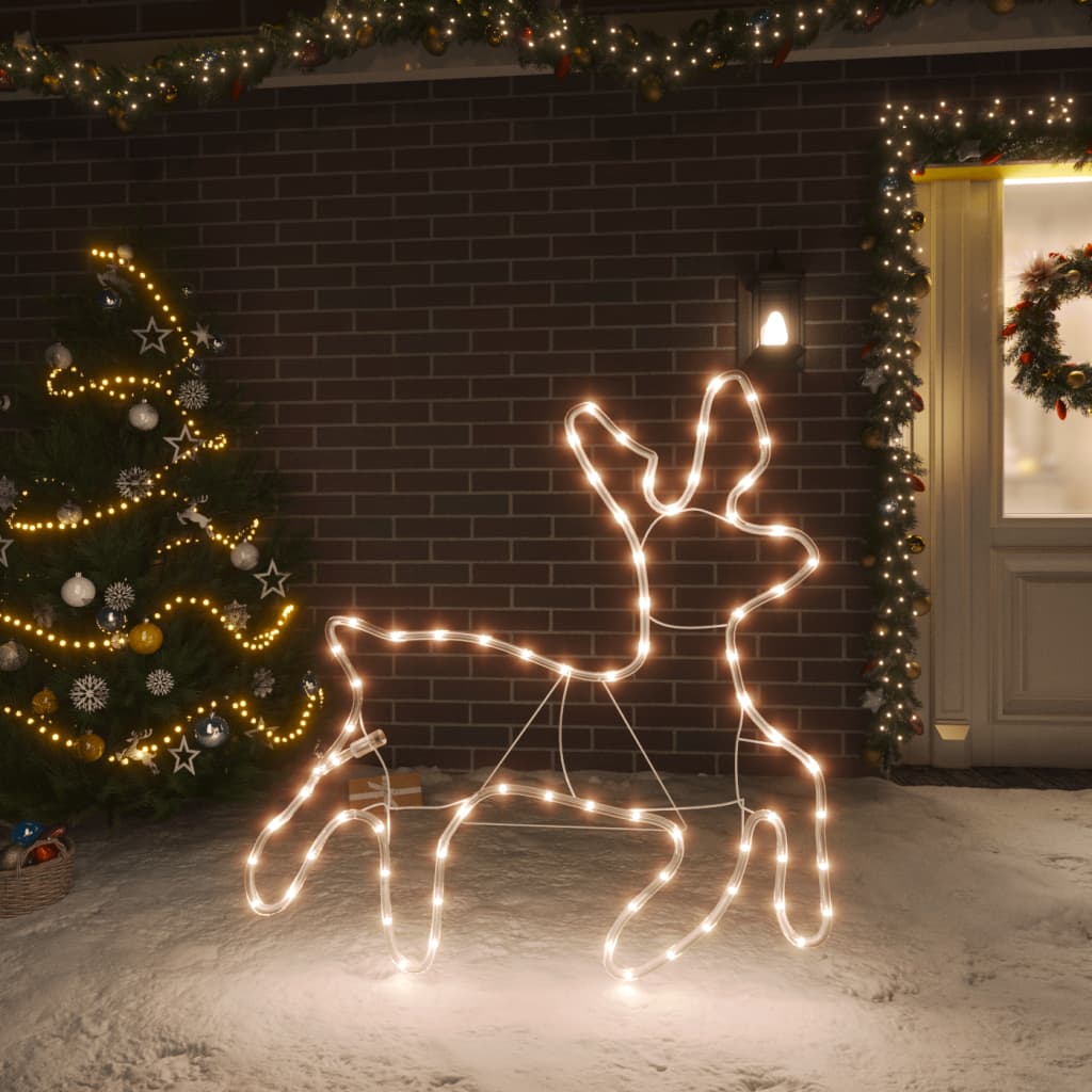 Figurină ren de Crăciun, 72 LED-uri, alb cald, 57x55x4,5 cm