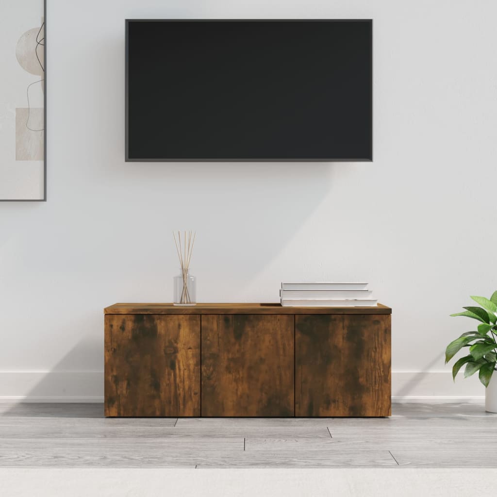 Comodă TV, stejar fumuriu, 80x34x30 cm, lemn prelucrat