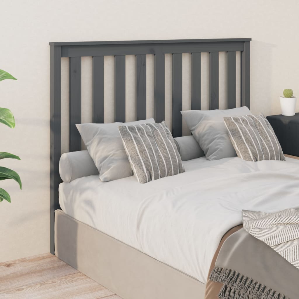 Tăblie de pat, gri, 141x6x101 cm, lemn masiv de pin