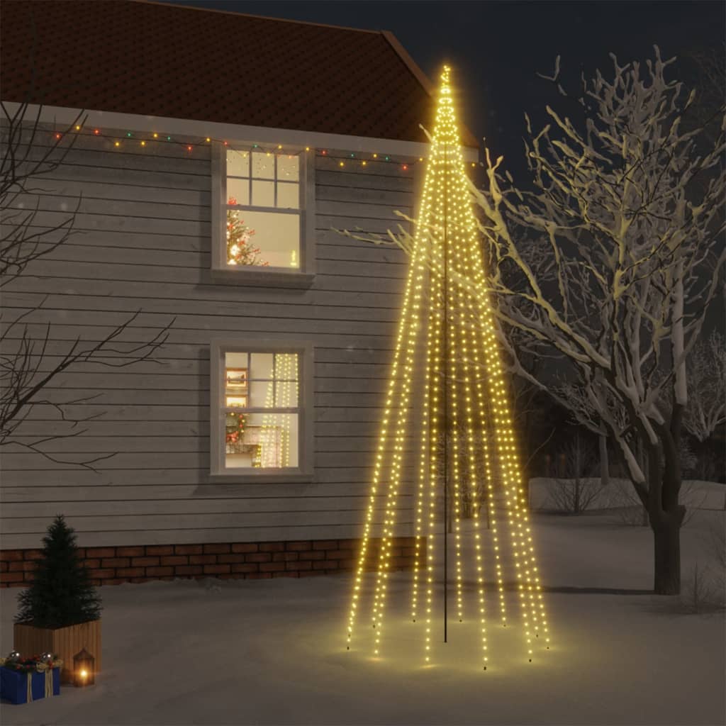 Brad de Crăciun cu țăruș, 732 LED-uri, alb cald, 500 cm