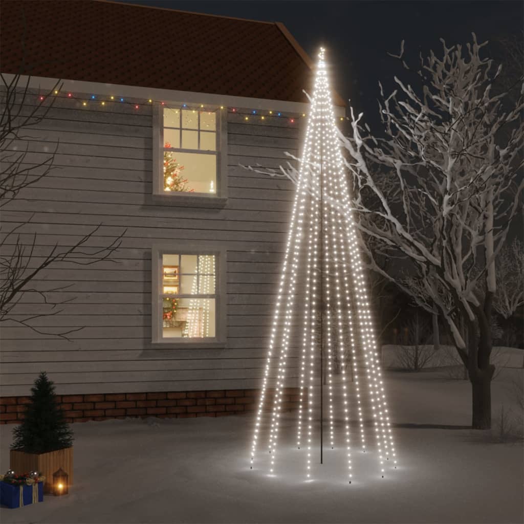 Brad de Crăciun cu țăruș, 732 LED-uri, alb rece, 500 cm