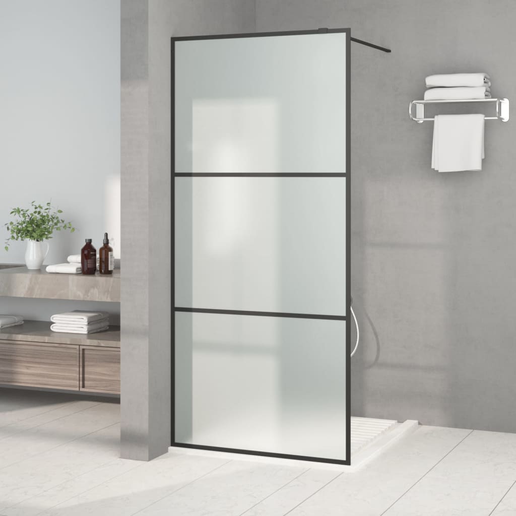 Perete cabină duș walk-in negru 90x195 cm sticlă ESG mată