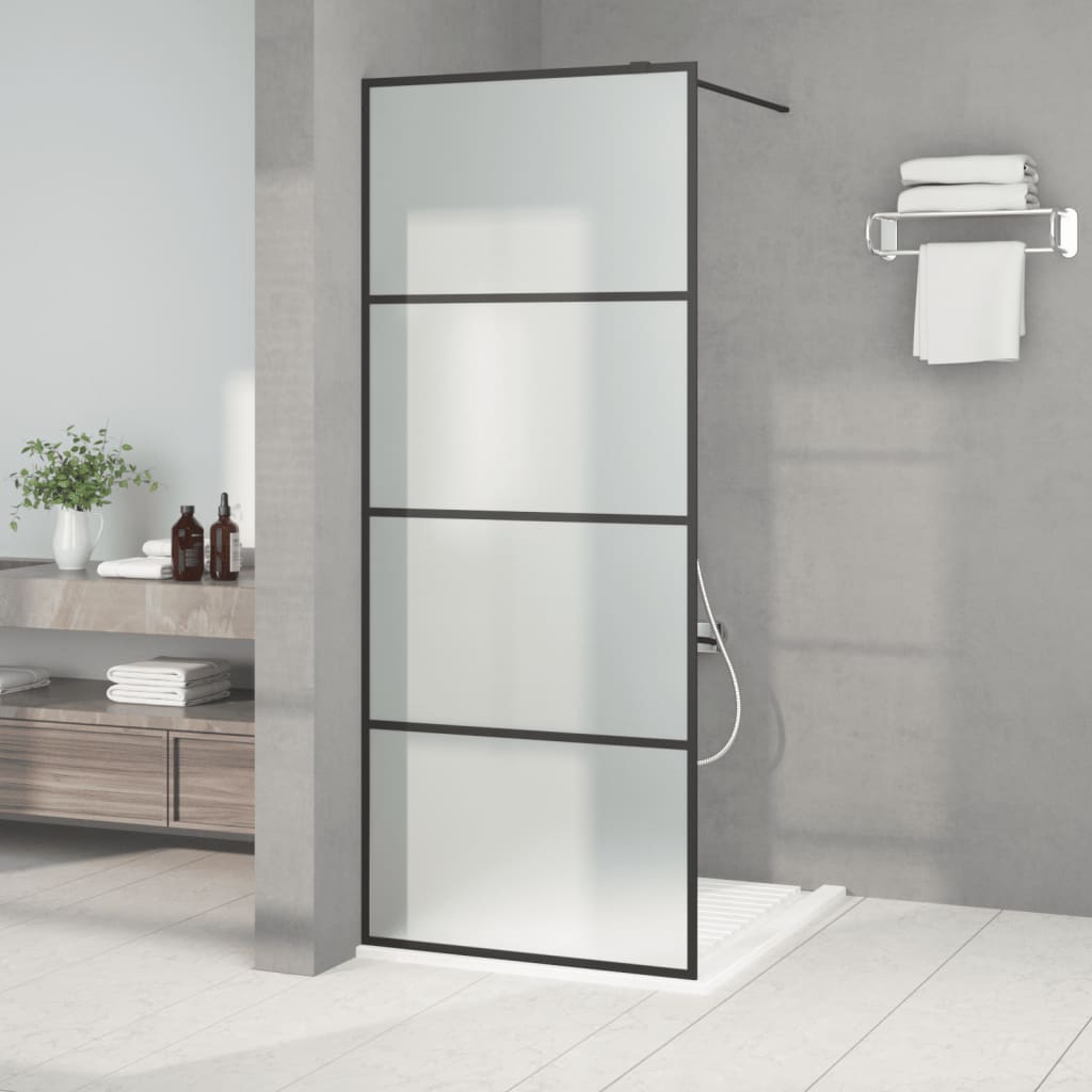 Perete cabină duș walk-in negru 80x195 cm sticlă ESG mată