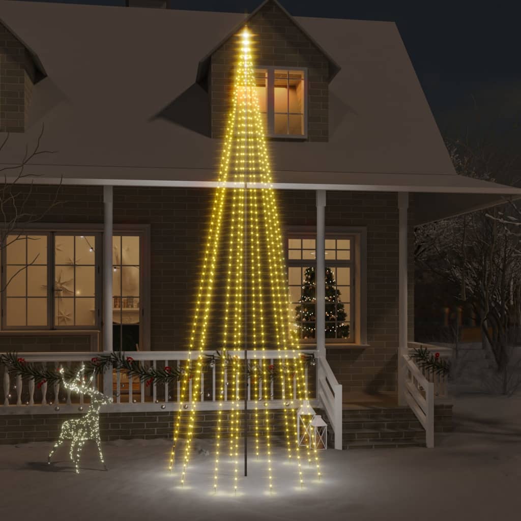 Brad de Crăciun pe catarg, 732 LED-uri, alb cald, 500 cm