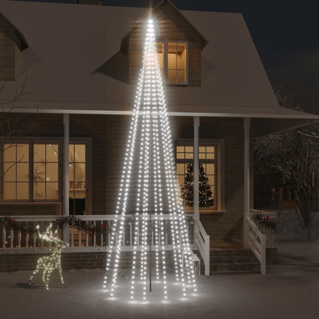 Brad de Crăciun pe catarg, 732 LED-uri, alb rece, 500 cm