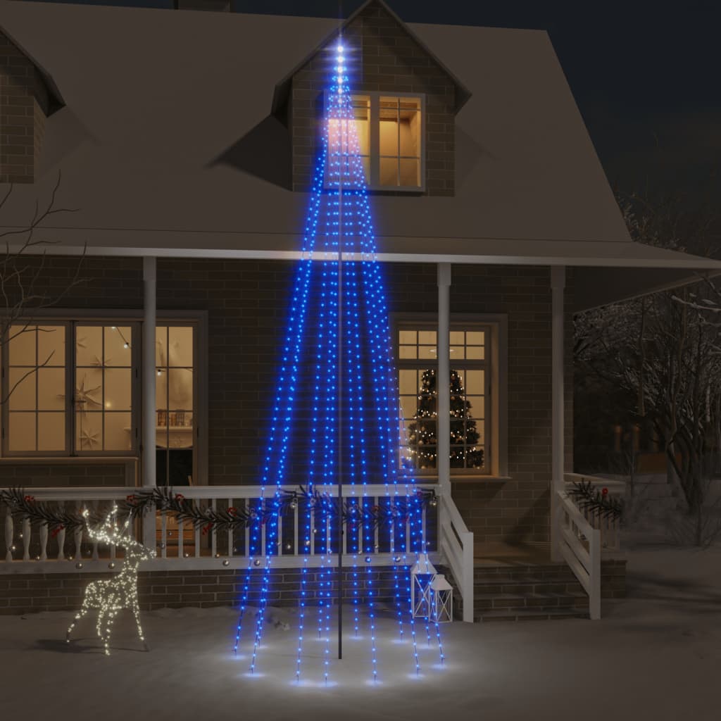 Brad de Crăciun pe catarg, 732 LED-uri, albastru, 500 cm
