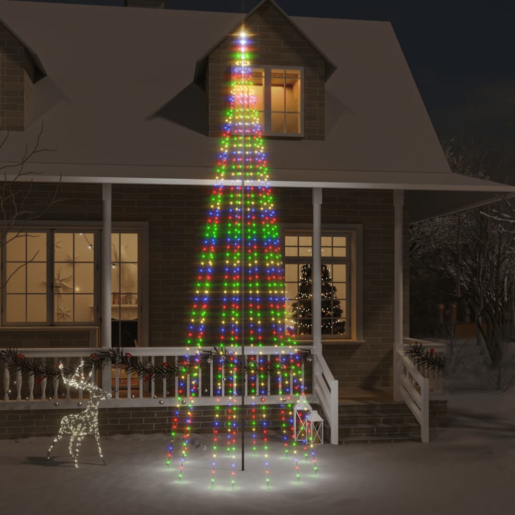 Brad de Crăciun pe catarg, 732 LED-uri, multicolor, 500 cm