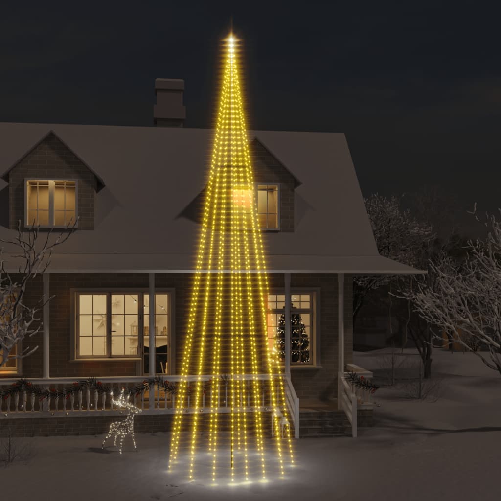 Brad de Crăciun pe catarg, 1134 LED-uri, alb cald, 800 cm