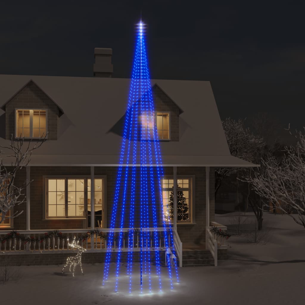 Brad de Crăciun pe catarg, 1134 LED-uri, albastru, 800 cm