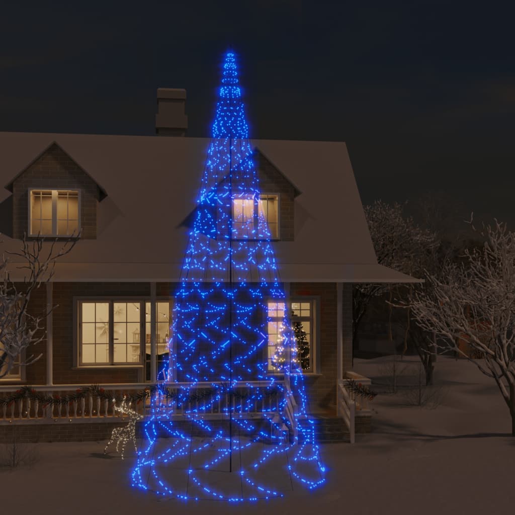 Brad de Crăciun pe catarg, 3000 LED-uri, albastru, 800 cm