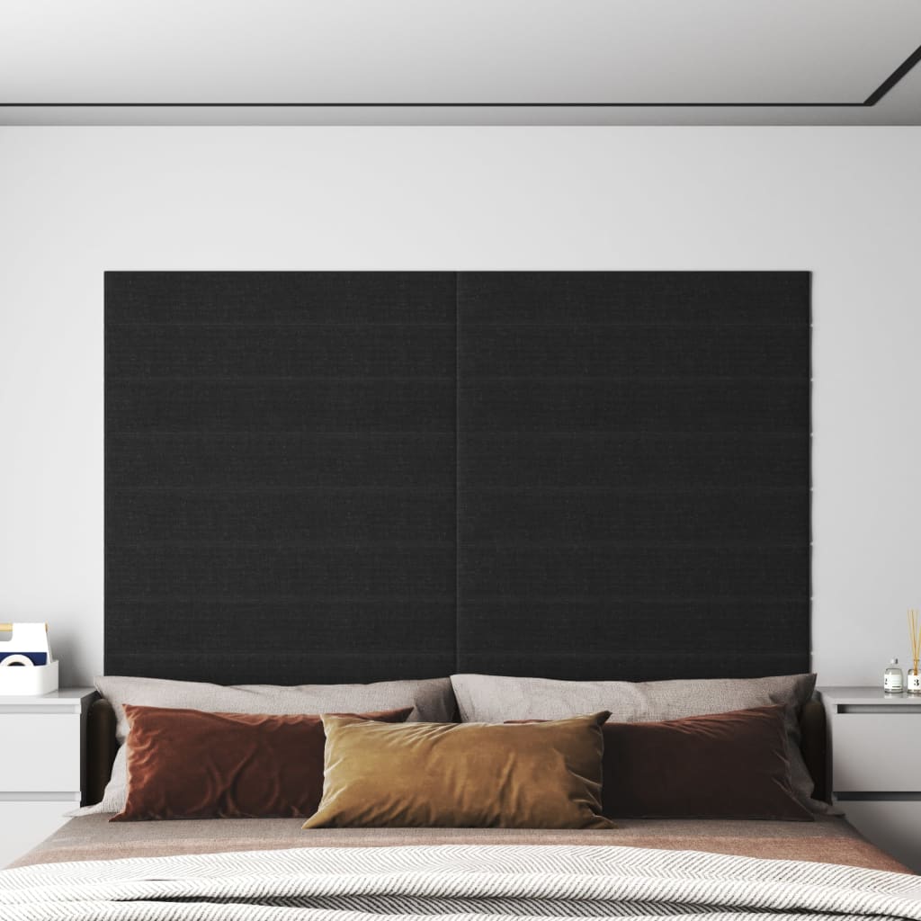 Panouri de perete 12 buc. negru 90x15 cm textil 1,62 m²