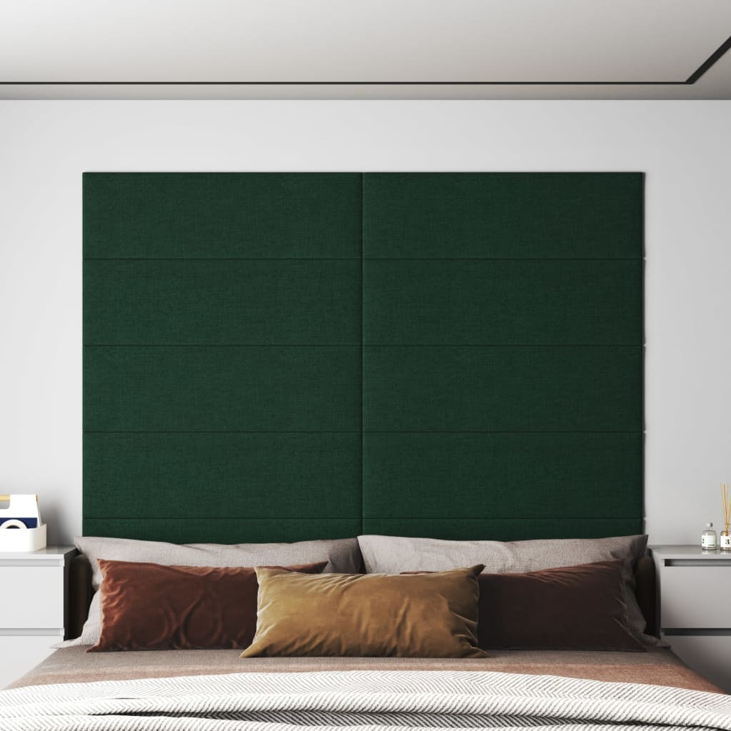 Panouri de perete 12 buc. verde închis 90x30 cm textil 3,24 m²