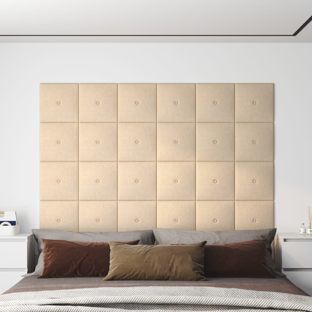 Panouri de perete 12 buc. crem 30x30 cm material textil 1,08 m²