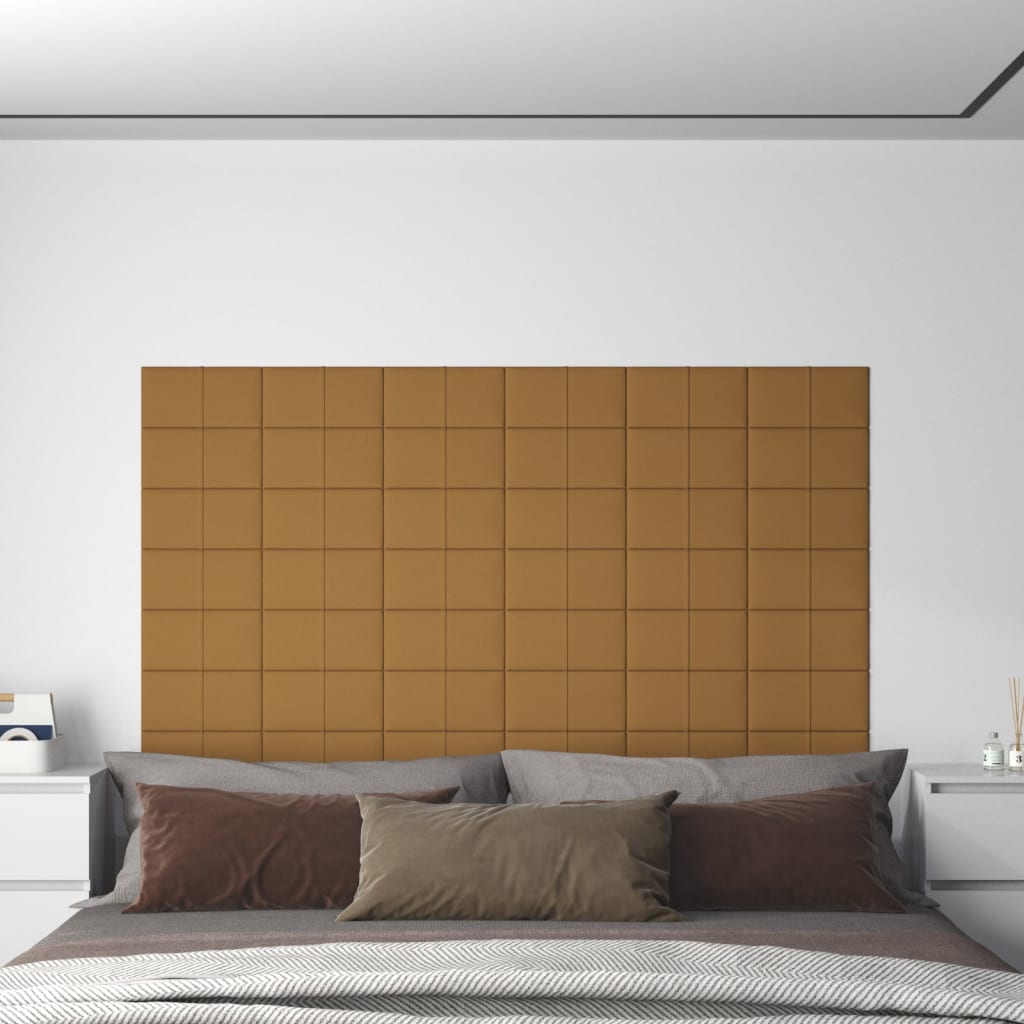 Panouri de perete, 12 buc., maro, 30x15 cm, catifea, 0,54 m²