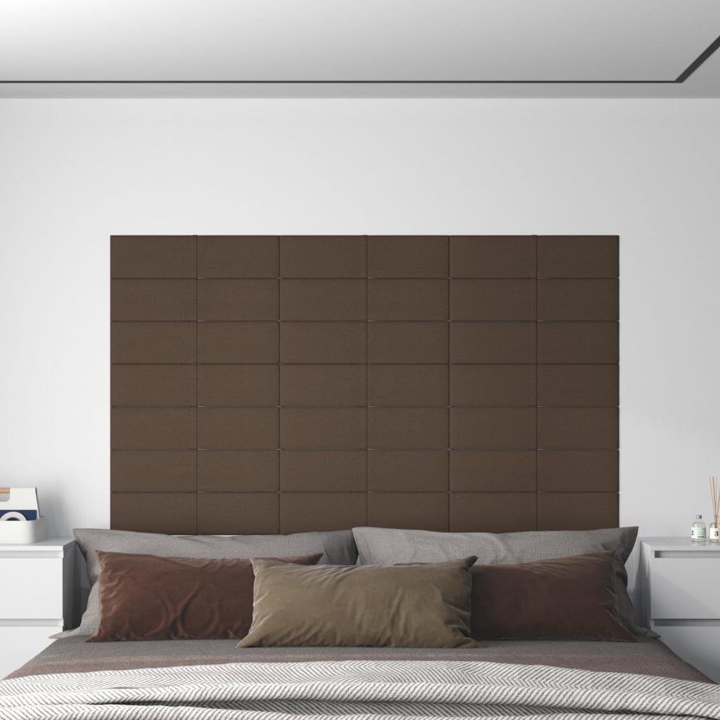 Panouri de perete, 12 buc., maro, 60x15 cm, textil, 1,08 m²