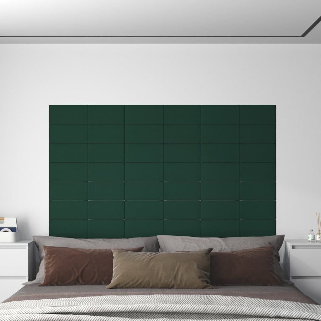 Panouri de perete, 12 buc. verde închis 60x15 cm textil 1,08 m²