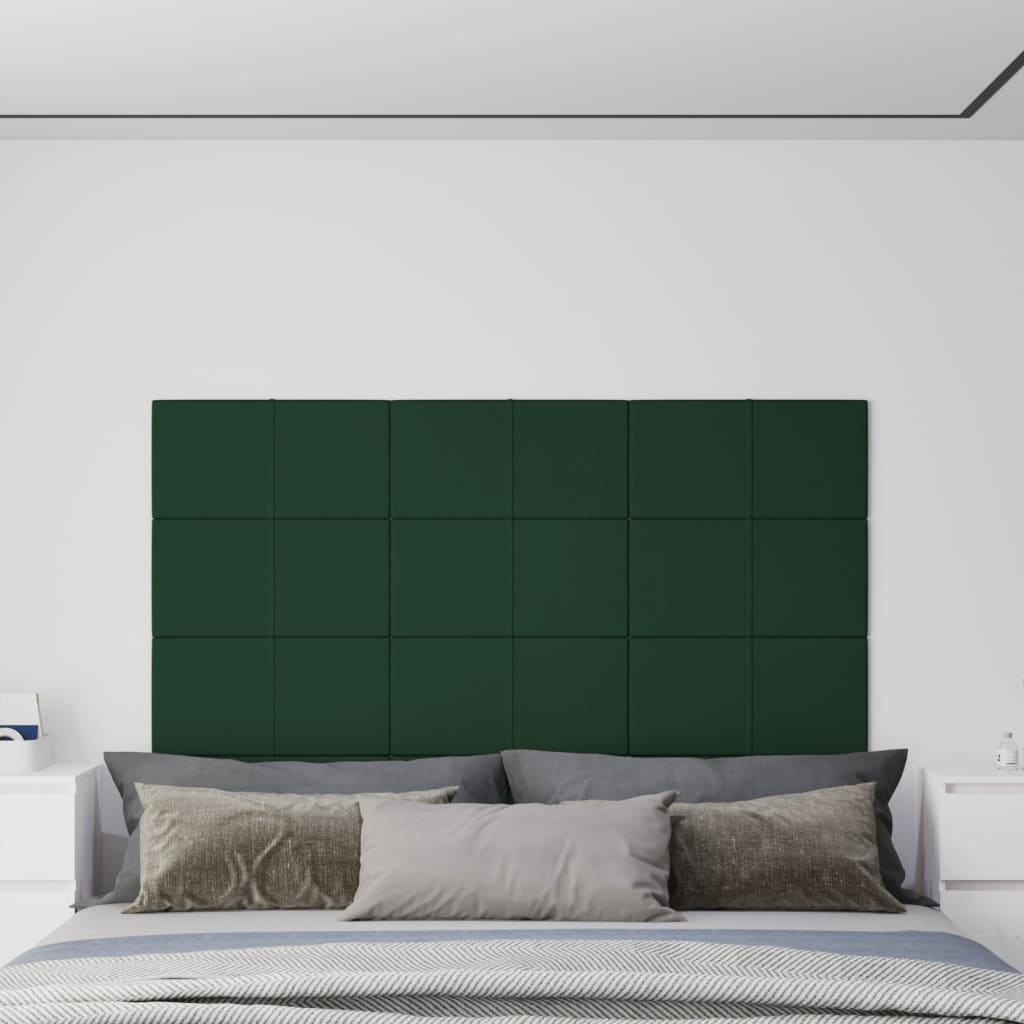 Panouri de perete 12 buc. verde închis 60x30 cm textil 2,16 m²