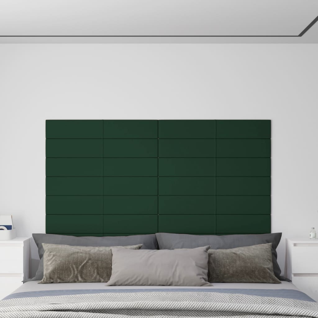Panouri de perete 12 buc. verde închis 90x15 cm textil 1,62 m²