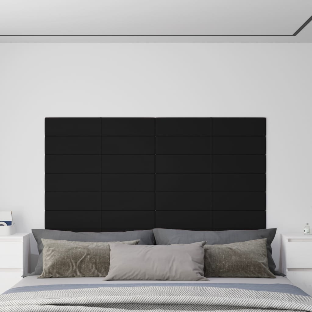 Panouri de perete 12 buc. negru 90x15 cm textil 1,62 m²