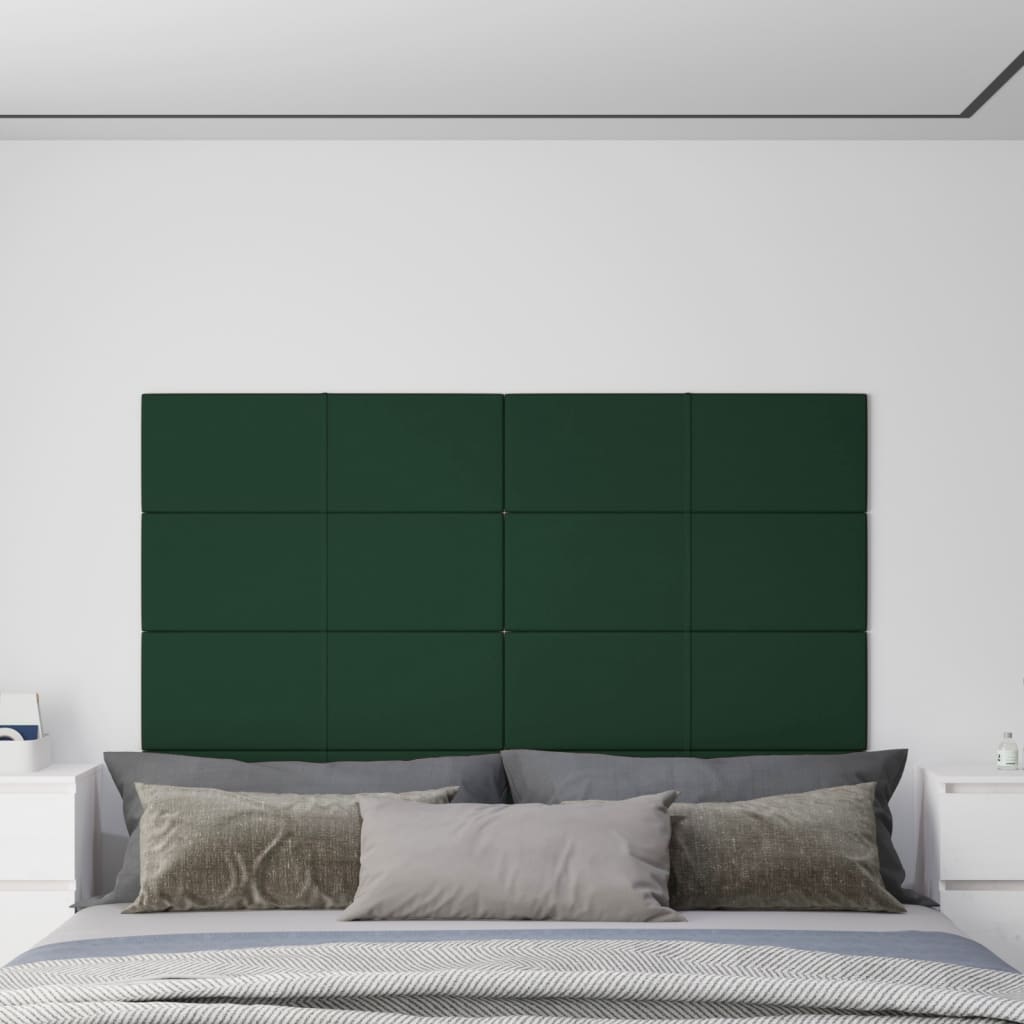 Panouri de perete 12 buc. verde închis 90x30 cm textil 3,24 m²