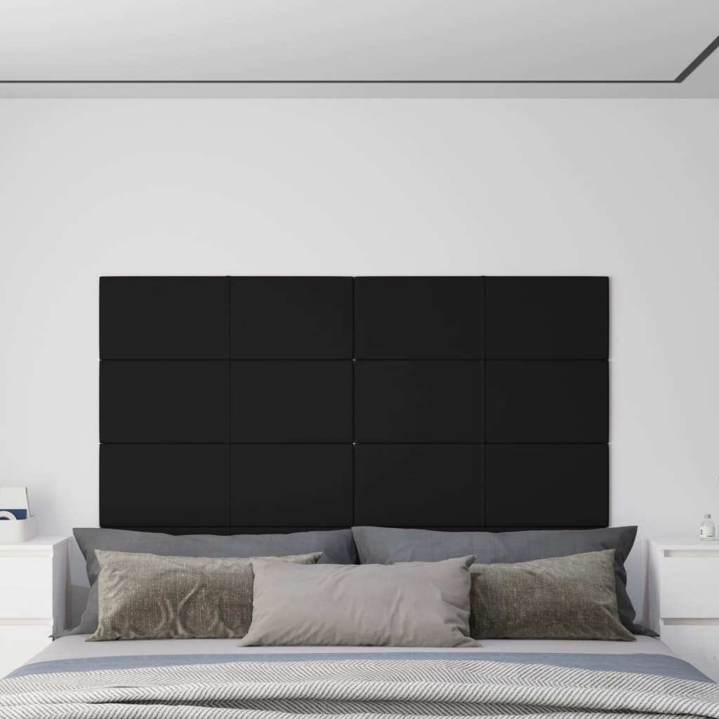 Panouri de perete 12 buc. negru 90x30 cm textil 3,24 m²