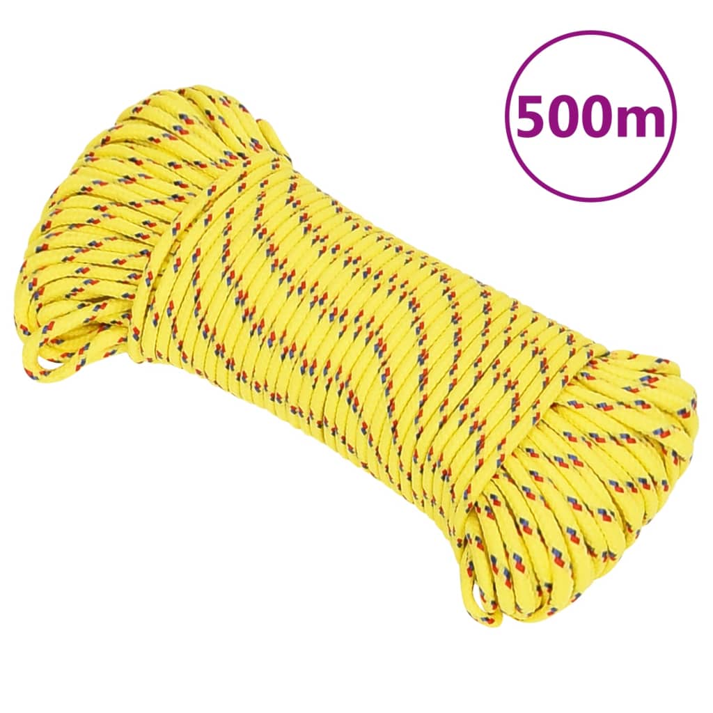 Frânghie de barcă, galben, 4 mm, 500 m, polipropilenă