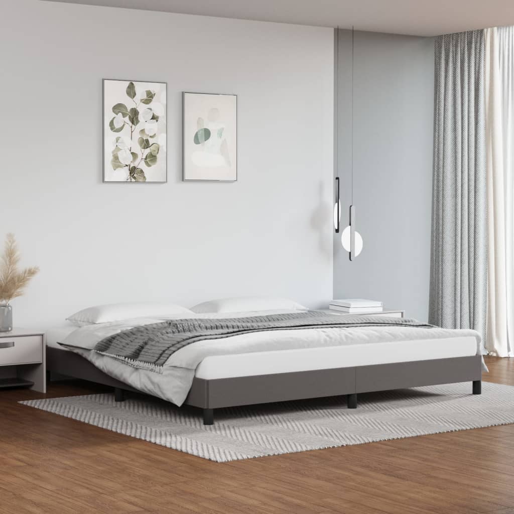 Cadru de pat, gri, 200x200 cm, piele ecologică