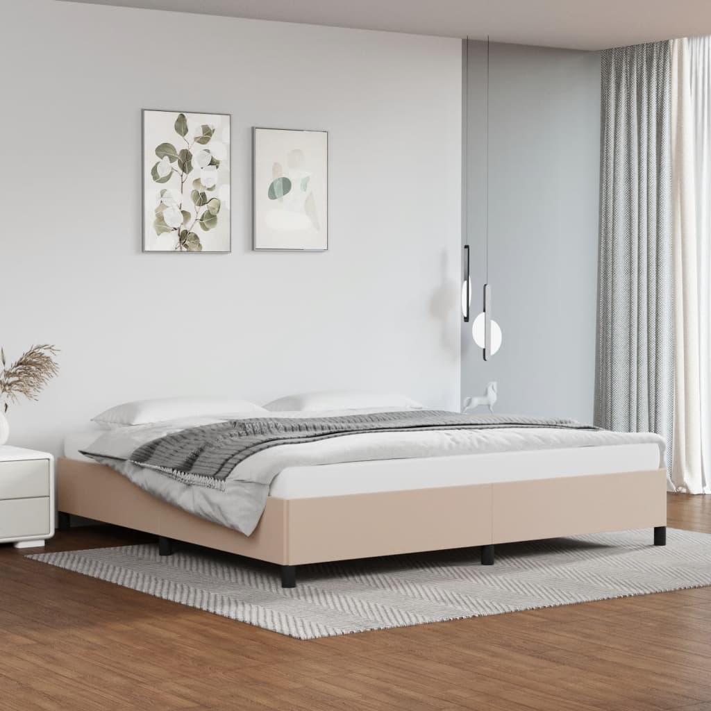 Cadru de pat, cappuccino, 200x200 cm, piele ecologică